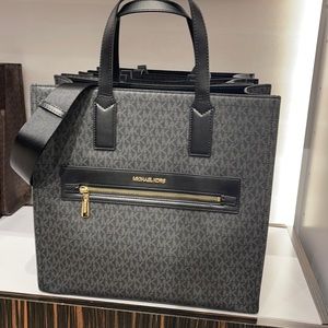 Michael Kors Kenly Large Tote Satchel (BLACK MULTI) MK Signature